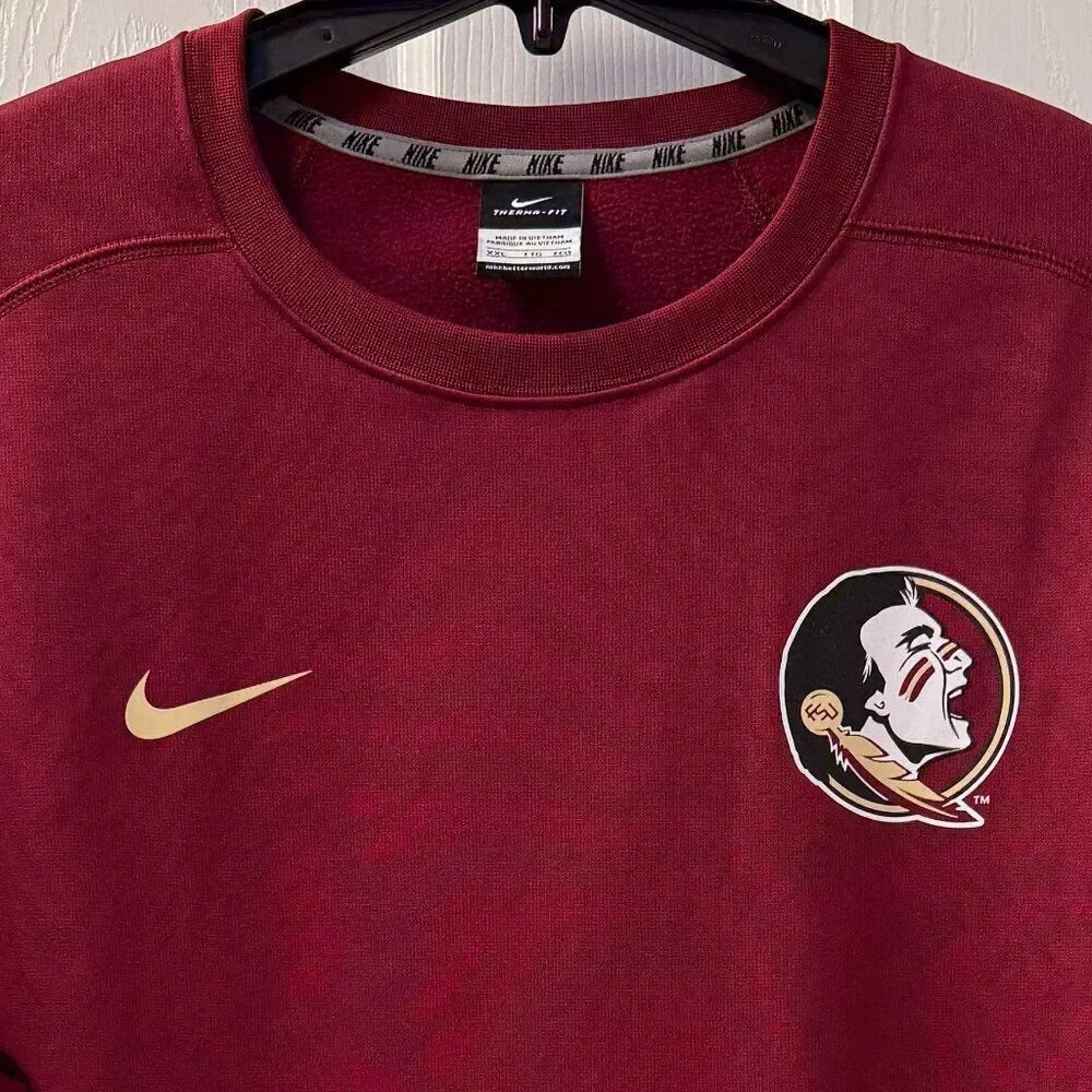 Nike Florida State Seminoles Sweatshirt Therma-Fit Red Size XXL